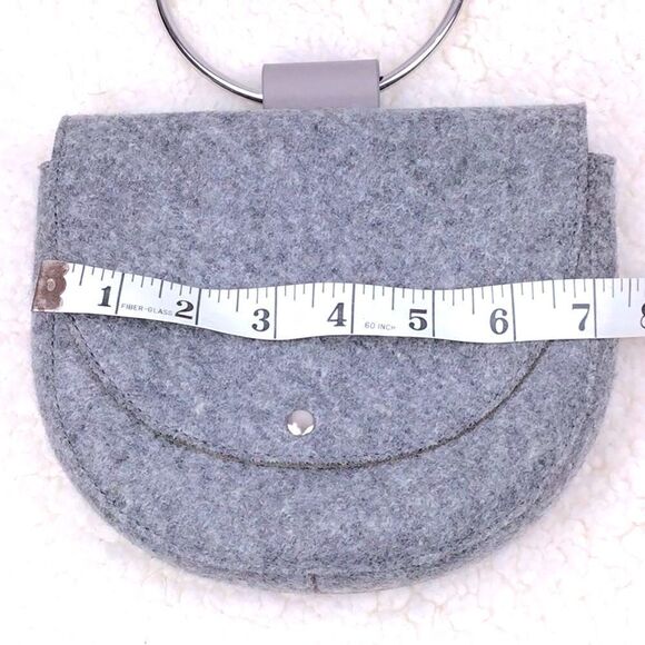 Theory Whitney Crossbody Bag in Gray Wool/ Green Suede- NEW - Picture 7 of 16
